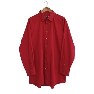 jf j.ferrar Bold Red Slim Button Down Dress Shirt Size XXL 18-18.5 34/35
